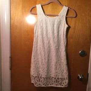 LOFT Outlet White Floral Lace Sheath Tank Dress